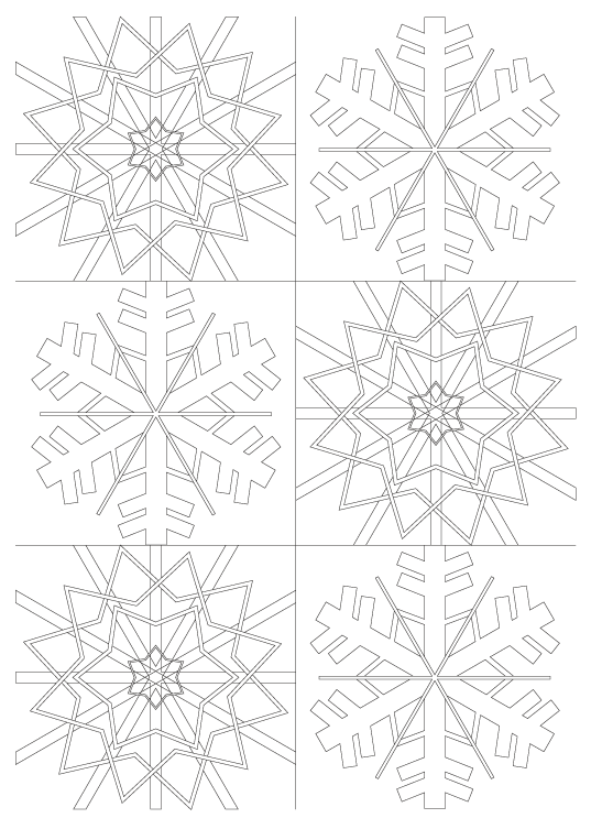 雪の結晶の模様パターンぬりえ