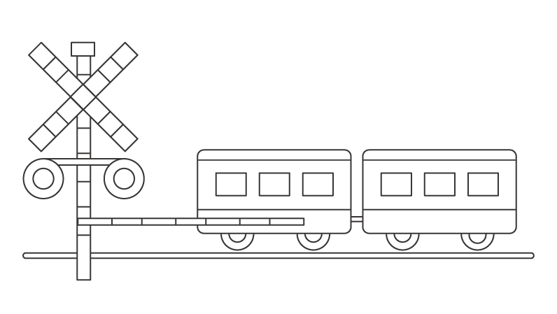 無料の電車と踏み切りのぬりえ ぬりえパーク