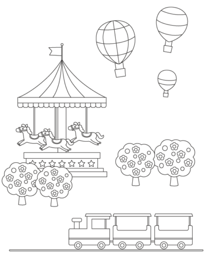 無料の遊園地のぬりえ | ぬりえパーク