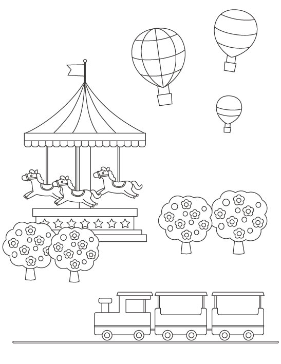 無料の遊園地 メリーゴーランドのぬりえ ぬりえパーク