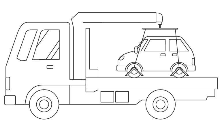 車を運ぶ積載車（キャリアカー）のぬりえイラスト