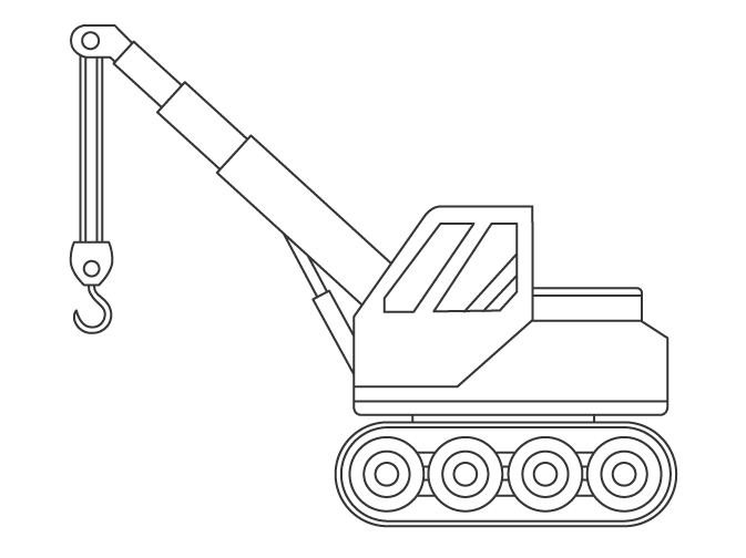 クレーン車のぬりえイラスト