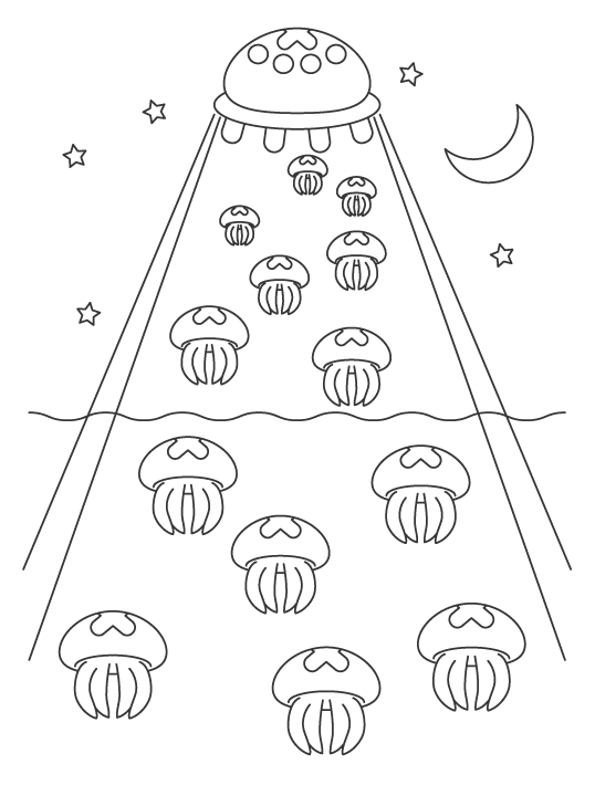 無料のufoとクラゲのぬりえ ぬりえパーク