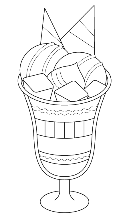 アイスのパフェのぬりえ