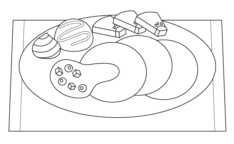 アイス添えのパンケーキのぬりえ