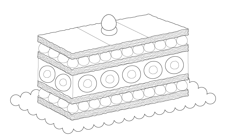 ミルフィーユケーキのぬりえ
