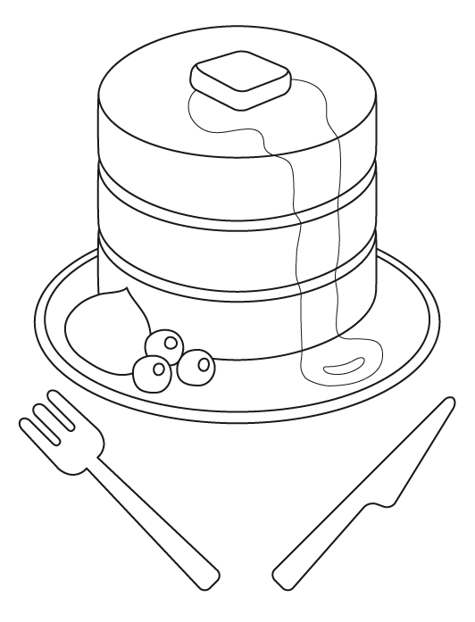 ホットケーキ／パンケーキのぬりえ