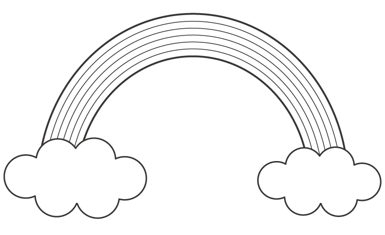 虹と雲のぬりえ