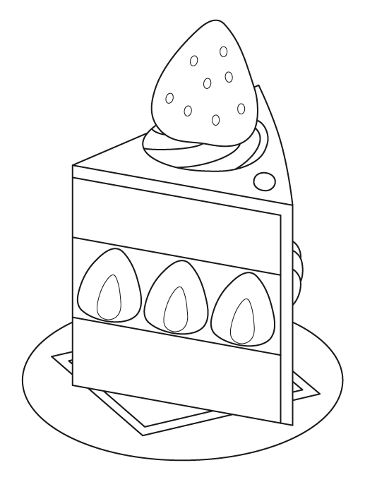 いちごのショートケーキのぬりえ