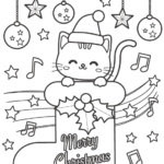 クリスマスブーツとかわいい猫のぬりえ