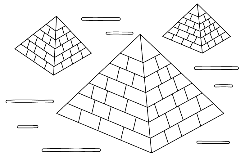 ピラミッドがある風景のぬりえ