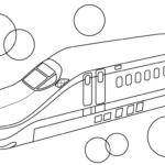 シンプルなE8系の新幹線のぬりえ