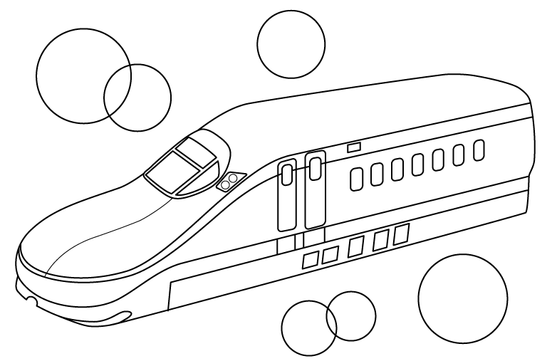 シンプルなE8系の新幹線のぬりえ