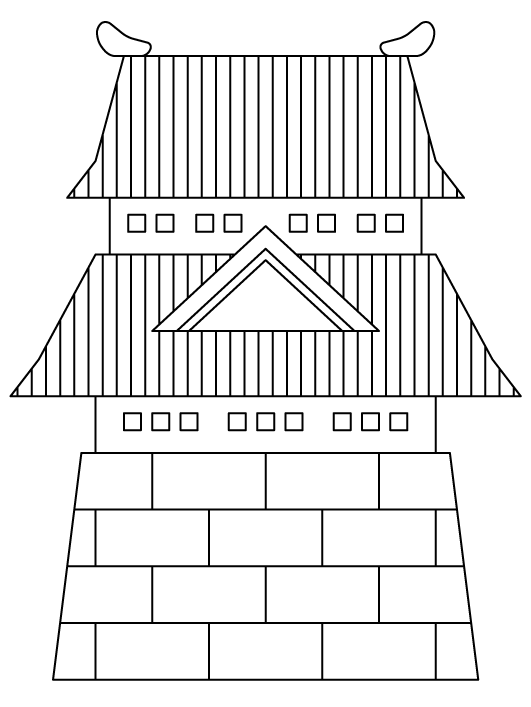 簡単な日本のお城のぬりえ