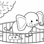 動物園のゾウのぬりえ