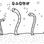 水族館のチンアナゴのぬりえ