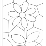 花のステンドグラス風のぬりえ