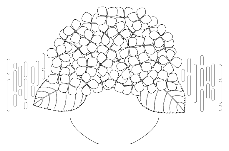 紫陽花（あじさい）の花のぬりえ