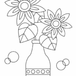 花瓶と二輪の花のぬりえ