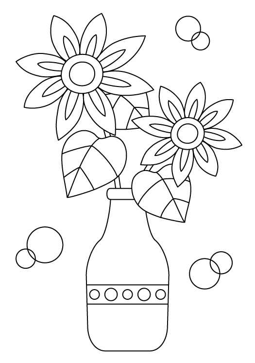 花瓶と二輪の花のぬりえ