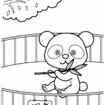 動物園のパンダのぬりえ