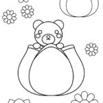 クマとチューリップのぬりえ