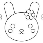 かわいいうさぎと花のぬりえ