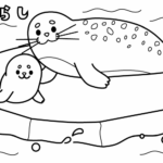 アザラシの親子のぬりえ
