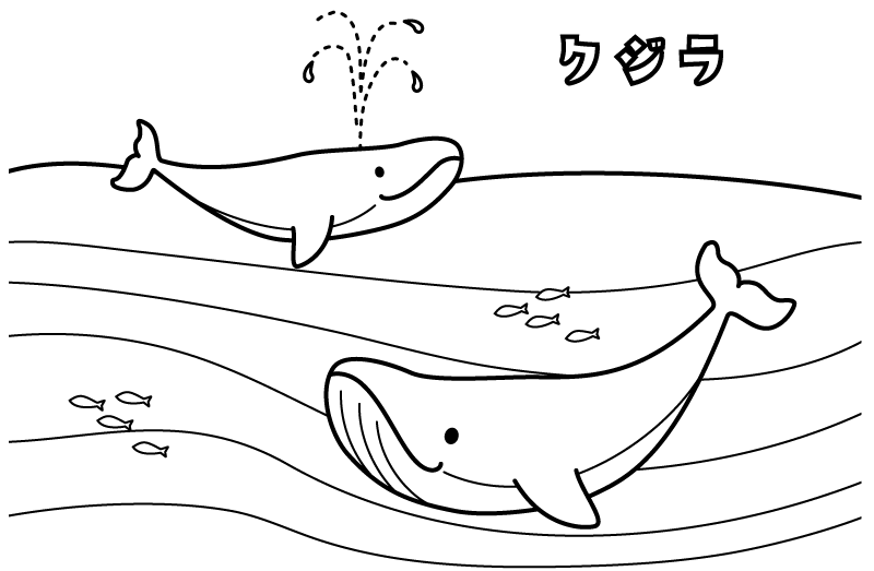 クジラのぬりえ