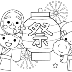 夏祭りと子どもたちのぬりえ
