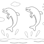 夏の海とイルカのぬりえ