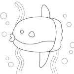かわいいマンボウのぬりえ