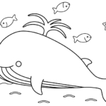 クジラとヒトデなどのぬりえ