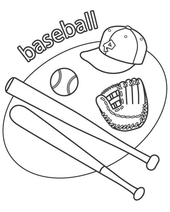 野球道具のぬりえ