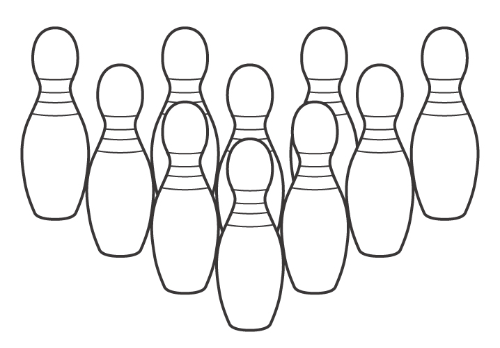 ボーリングのピンのぬりえ