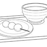 お茶とお団子のぬりえ