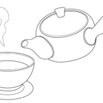 緑茶と急須のぬりえ