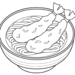 天ぷらうどんのぬりえ