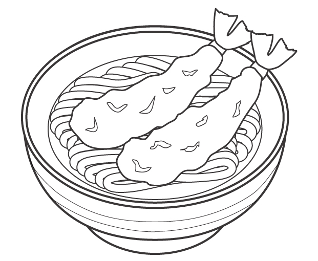 天ぷらうどんのぬりえ