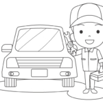 自動車の整備士さんのぬりえ