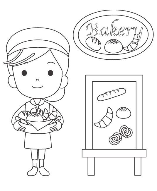 パン屋さんのぬりえ