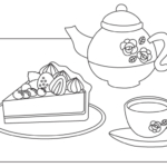 ケーキと紅茶のぬりえ