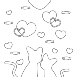 猫のカップルのぬりえ