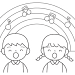 合唱する子どもたちのぬりえ