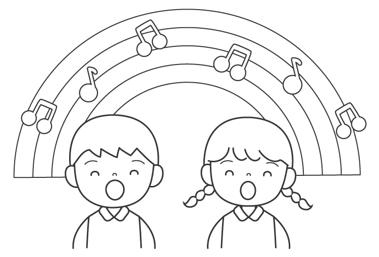 合唱する子どもたちのぬりえ
