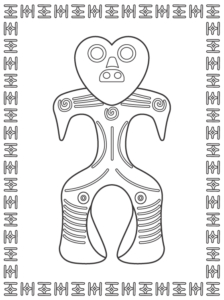 ハート型土偶のぬりえ