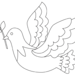 枝をくわえた鳩のぬりえ