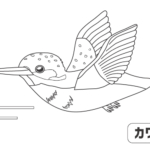 飛翔するカワセミのぬりえ
