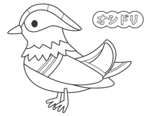 オシドリのぬりえ