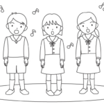 合唱する生徒たちのぬりえ